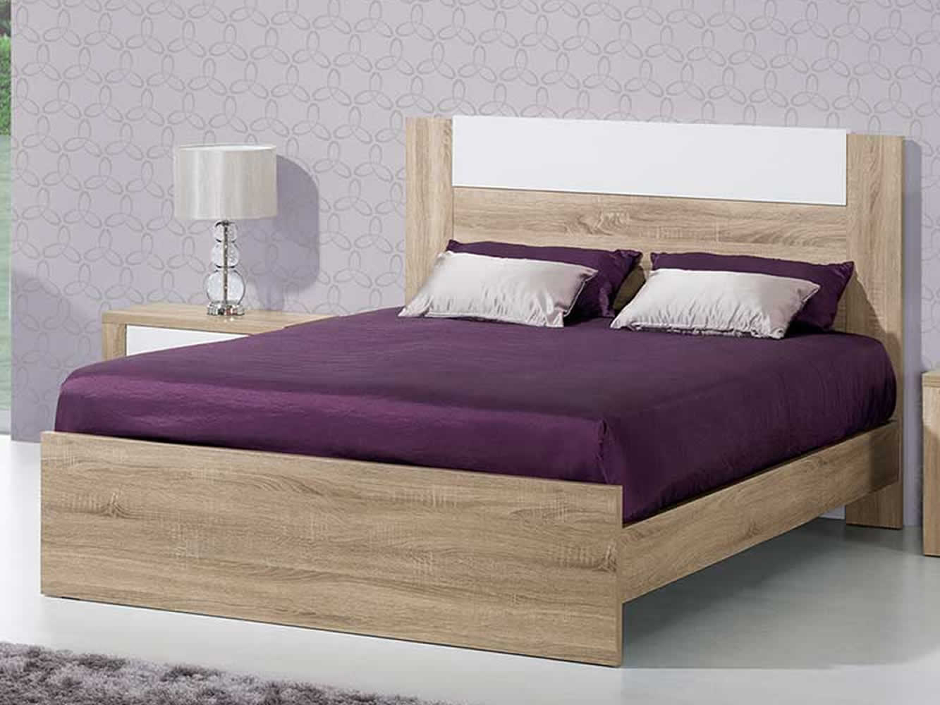 Cama de Matrimonio Como Roble Natura/Blanco Cama de Matrimonio Como Roble Natura/Blanco