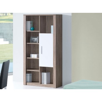 Como Grey Oak/White Bookcase with 1 Door Como Grey Oak/White Bookcase with 1 Door