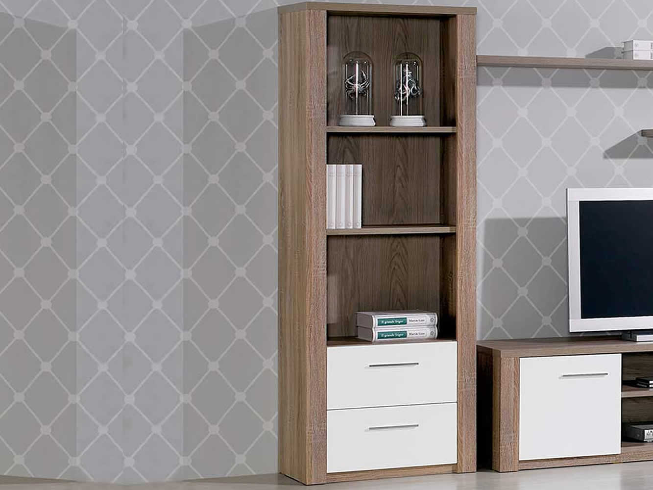 Como Grey Oak/White Bookcase with 2 Dr. Como Grey Oak/White Bookcase with 2 Dr.