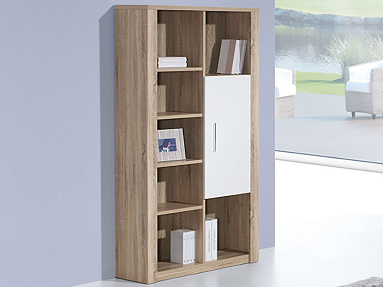 Como Natura Oak/White Bookcase with 1 Door Como Natura Oak/White Bookcase with 1 Door