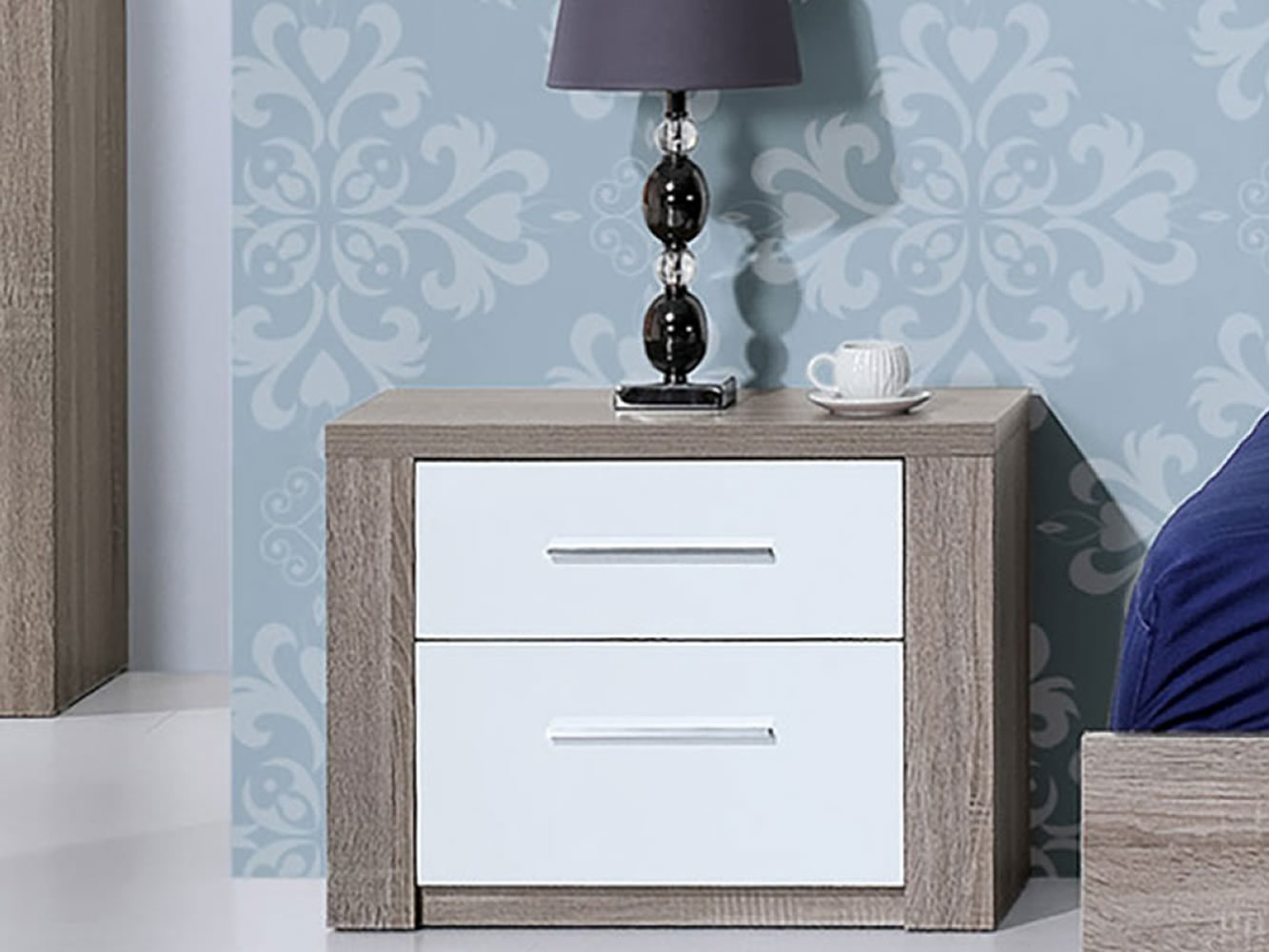 Como Grey Oak/White Bedside Table 