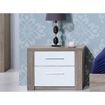 Mesa de Cabeceira Como Carvalho Cinza/Branco