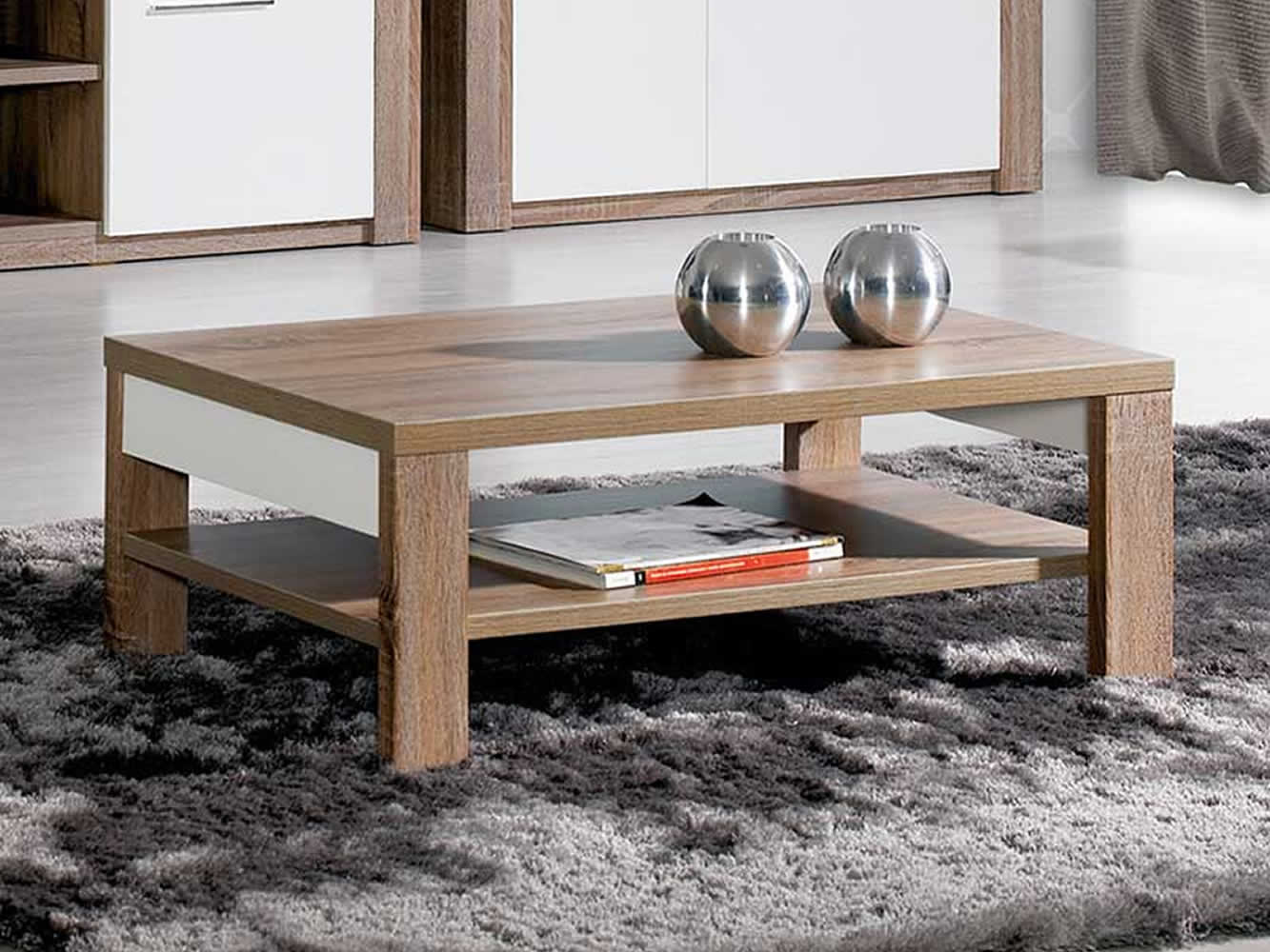 Table Basse Como Chêne Gris/Blanc