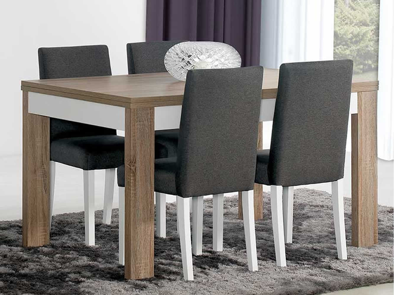 Como Grey Oak/White Dining Table