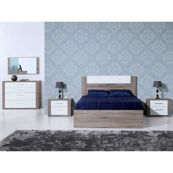 Cama de Casal Como Carvalho Cinza/Branco Cama de Casal Como Carvalho Cinza/Branco