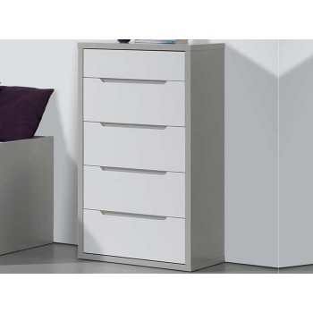 Commode Venice Gris/Blanc 5 tir.  Commode Venice Gris/Blanc 5 tir.