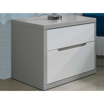 Mesa de Cabeceira Venice Cinza/Branco Mesa de Cabeceira Venice Cinza/Branco