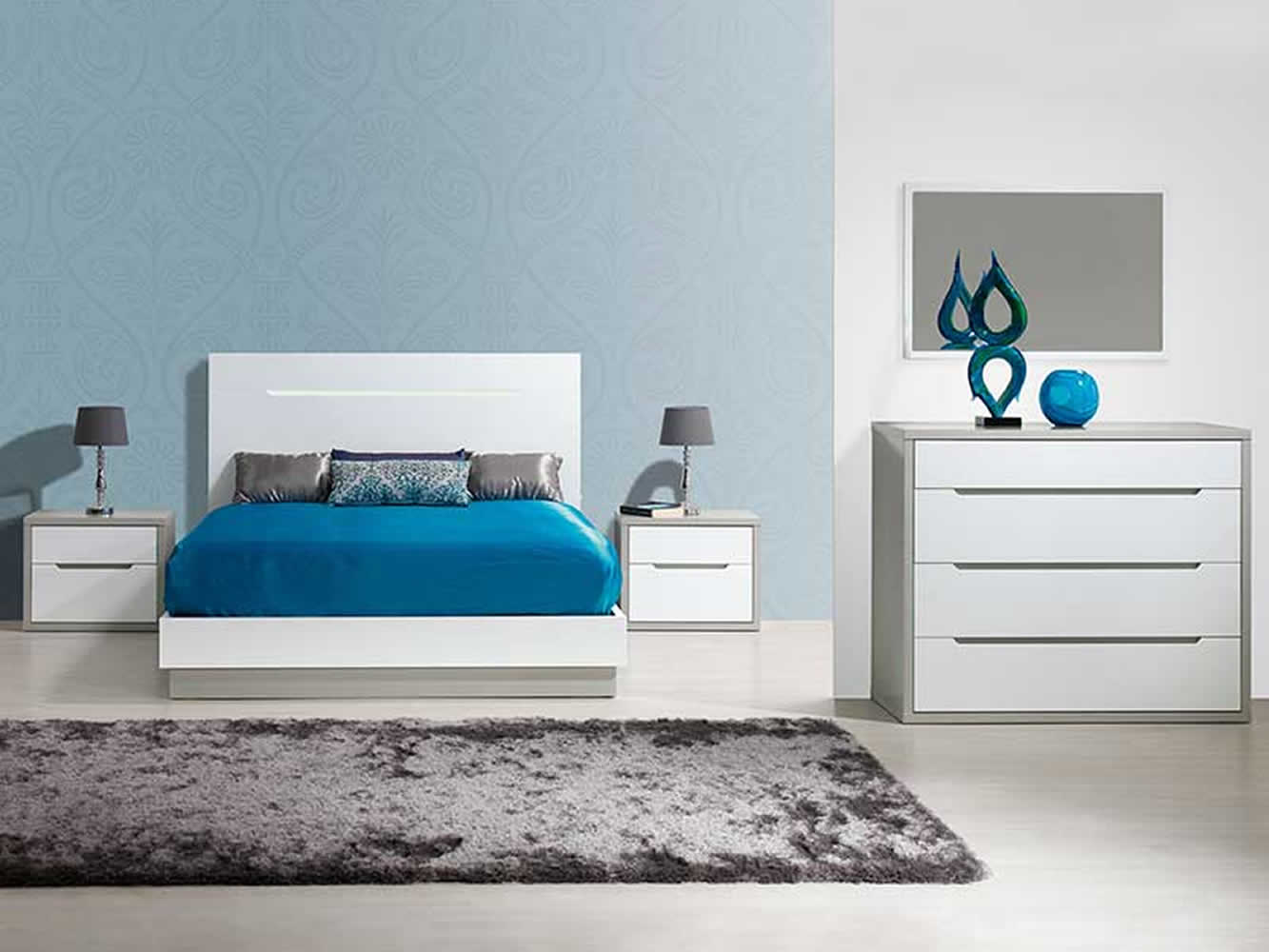 Cama King Venice Cinza/Branco Cama King Venice Cinza/Branco