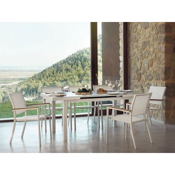 Chaise Textilene avec Accoudoirs Blanco Chaise Textilene avec Accoudoirs Blanco