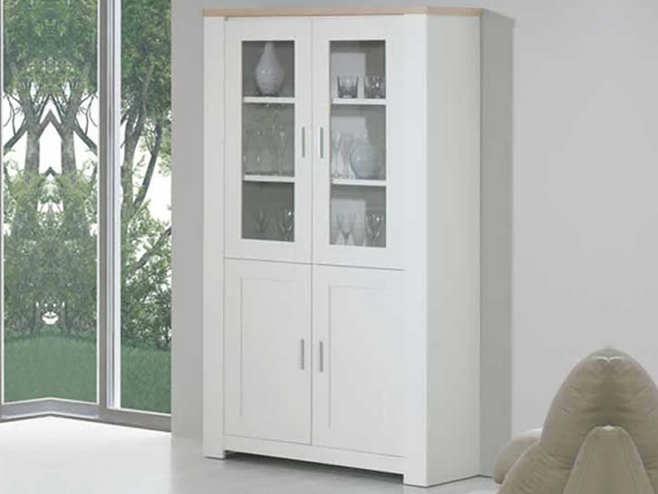 Cristaleira Florence Carvalho/Branco 4 Portas Cristaleira Florence Carvalho/Branco 4 Portas