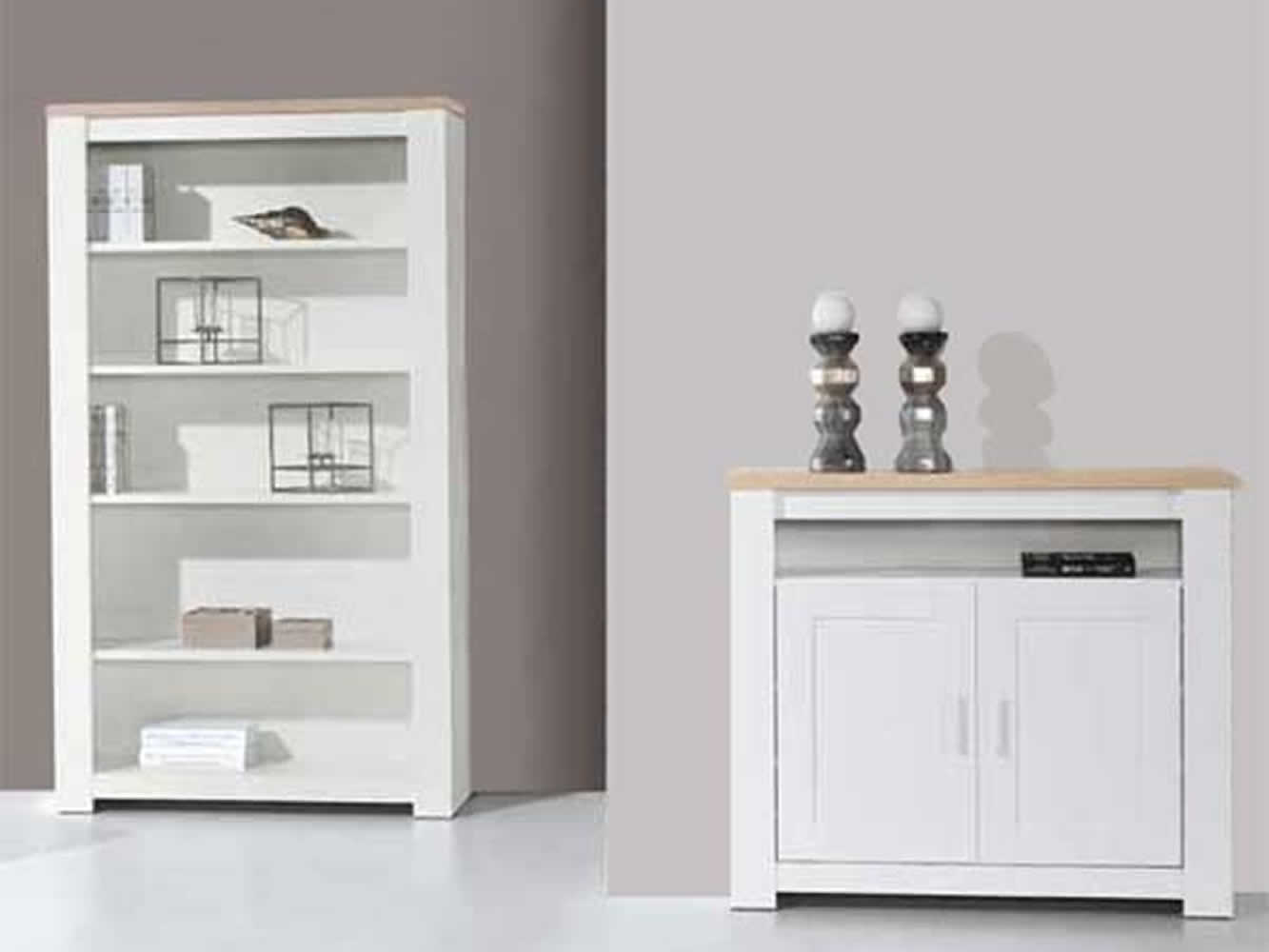 Meuble d'Entrée Florence Chêne/Blanc