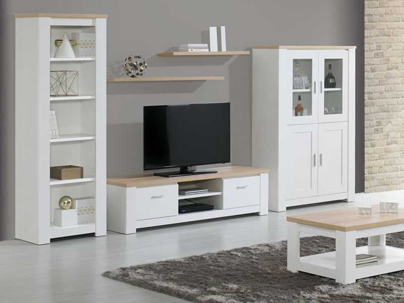 Meuble TV Florence Chêne/Blanc